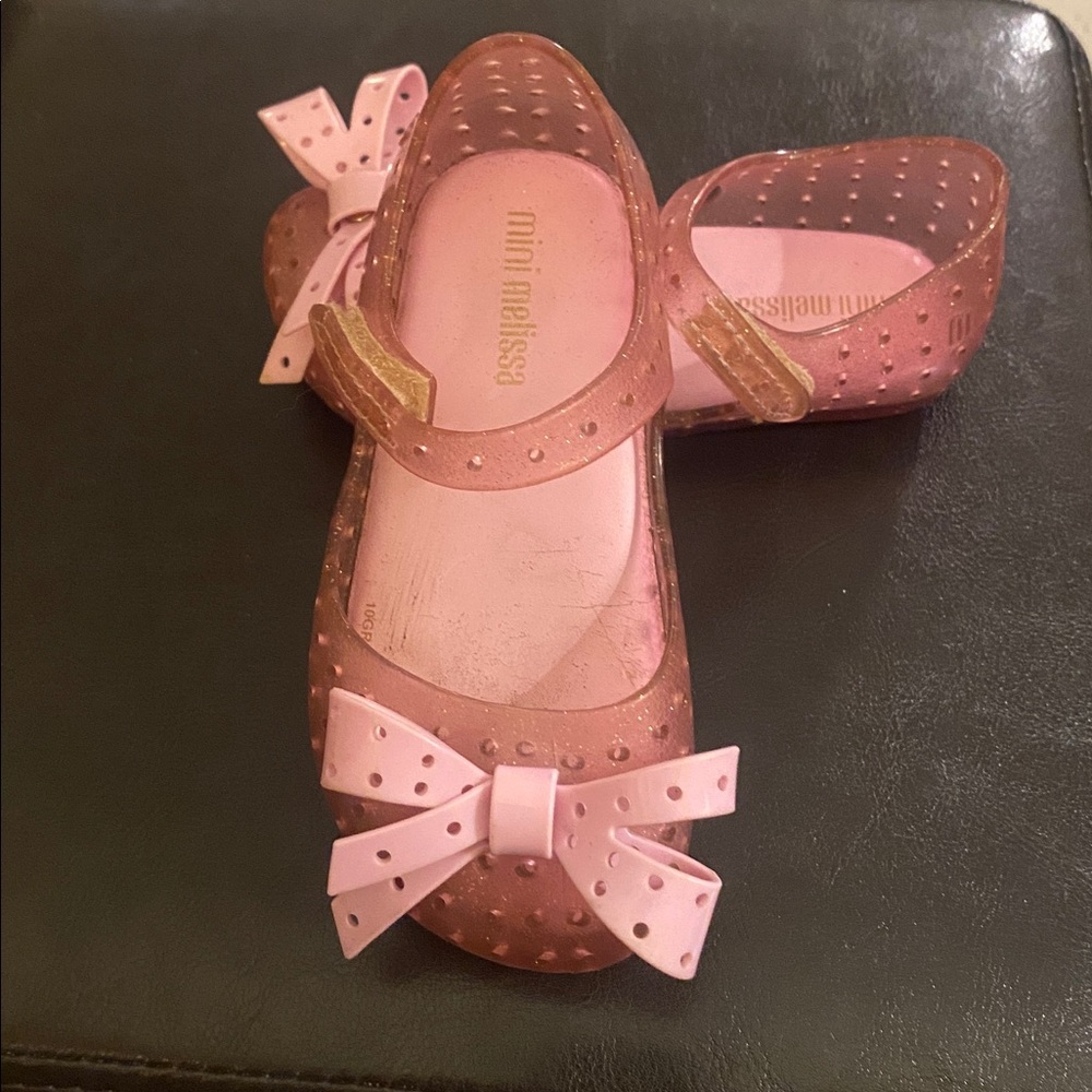 Mini Melissa Sparkling Pink Bow Dress Shoes size 8 girls - Picture 6 of 12